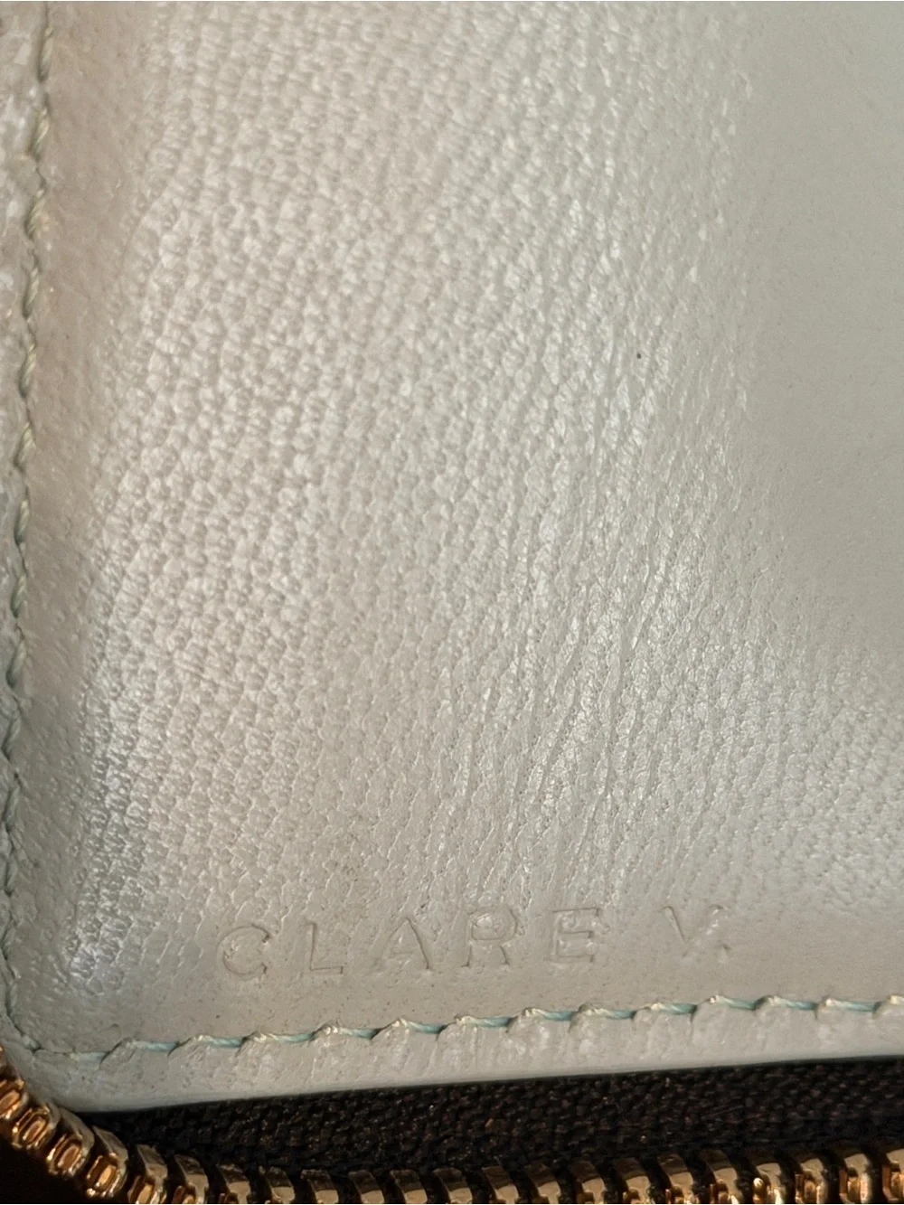 Clare V Petit Zip Wallet Cuoio w/ Black/Cream